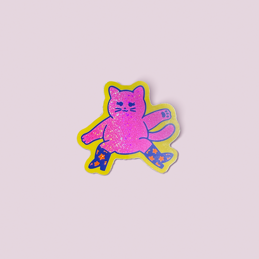 Dancing Cat Sparkle Sticker